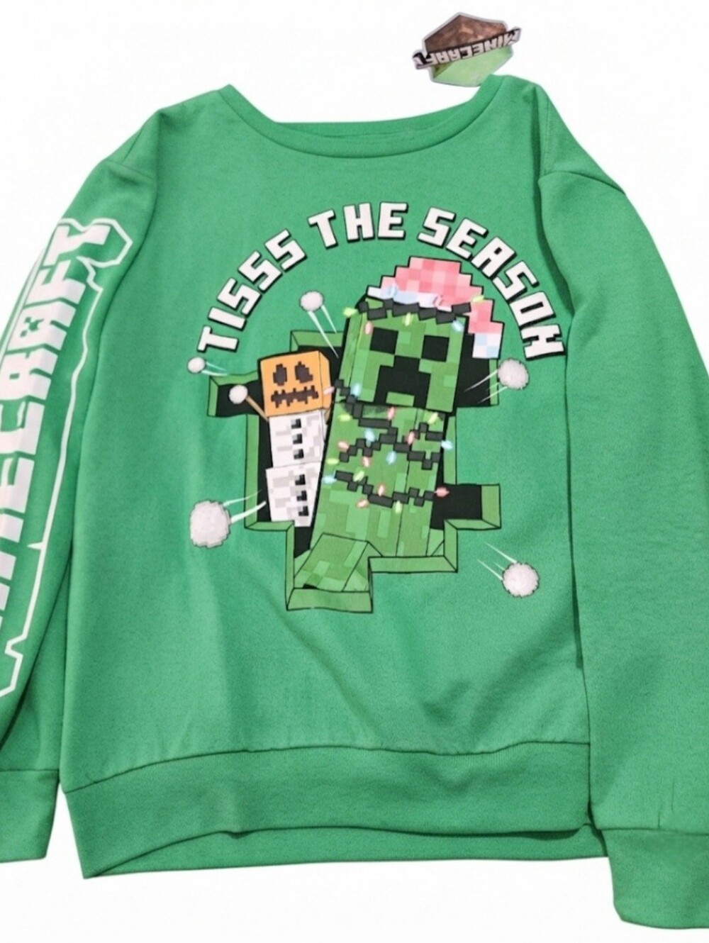 NWT Minecraft Holiday Long Sleeve Shirt & Sweatshirt Lot Boys Large - Picture 2 of 5